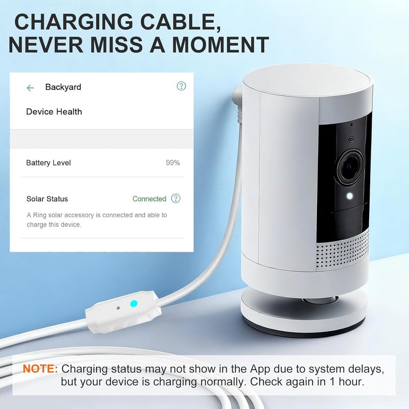 Nooukut 25FT Power Cord and Adapter Compatible with Ring Spotlight Cam Pro(Battery), Stick Up Cam Battery, Plug-in/ Stick up Cam Pro/ RingTilt Indoor Cam, 10W Ring Cable with Light DC Port & Type C Port - Image 2